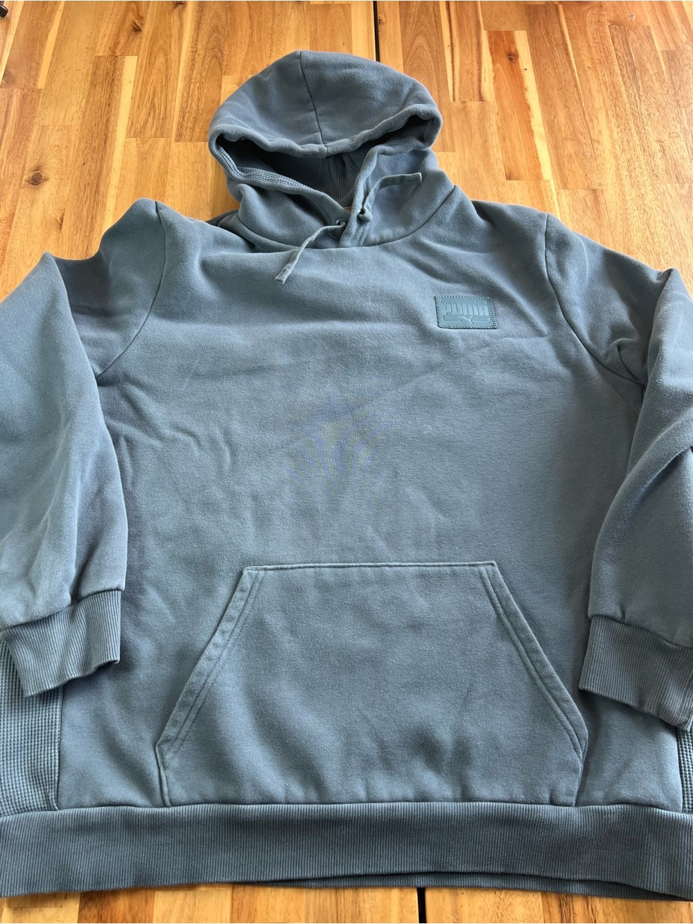 Puma Hoodie Men’s XL Blue Pullover Heavyweight Pocket Sweatshirt Logo Patch